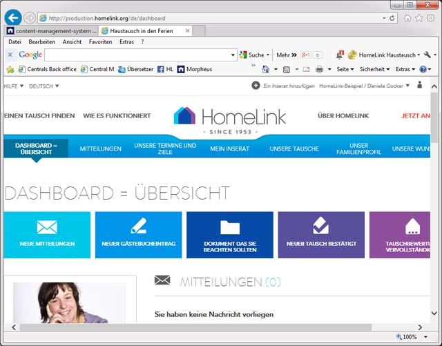 HomeLink Haustausch Dashboard